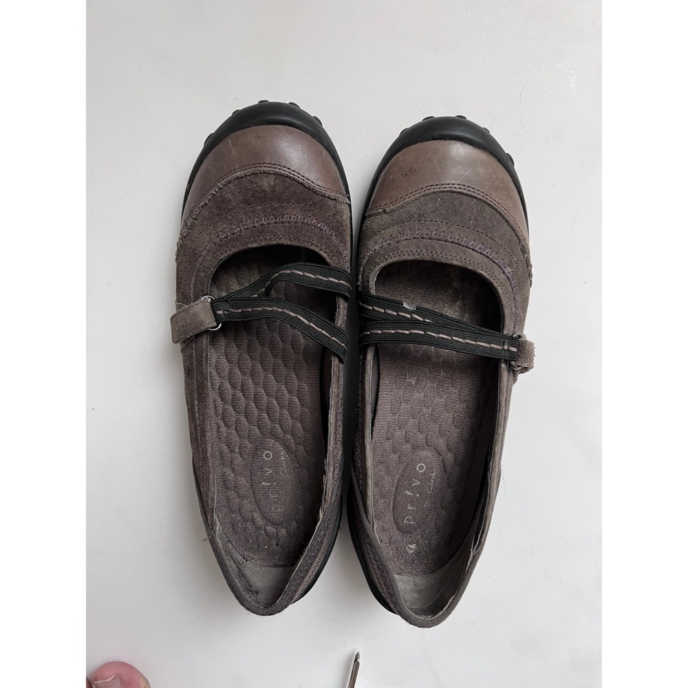 Clarks Privo brown Mary Janes Ballet Flats Wide Shoes Size 6W Arch Support